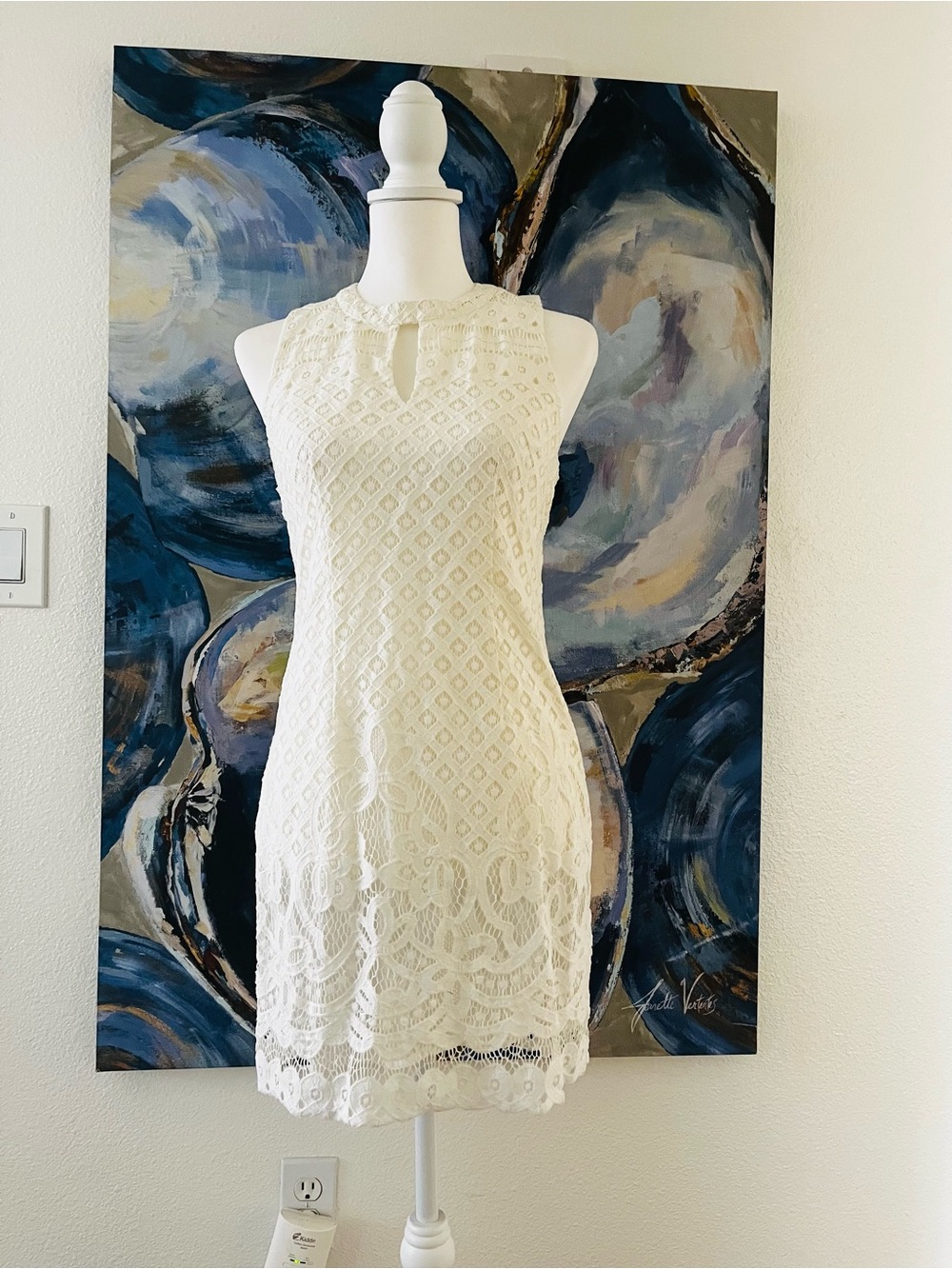 MINKPINK Ivory Crochet Backless Mini Dress